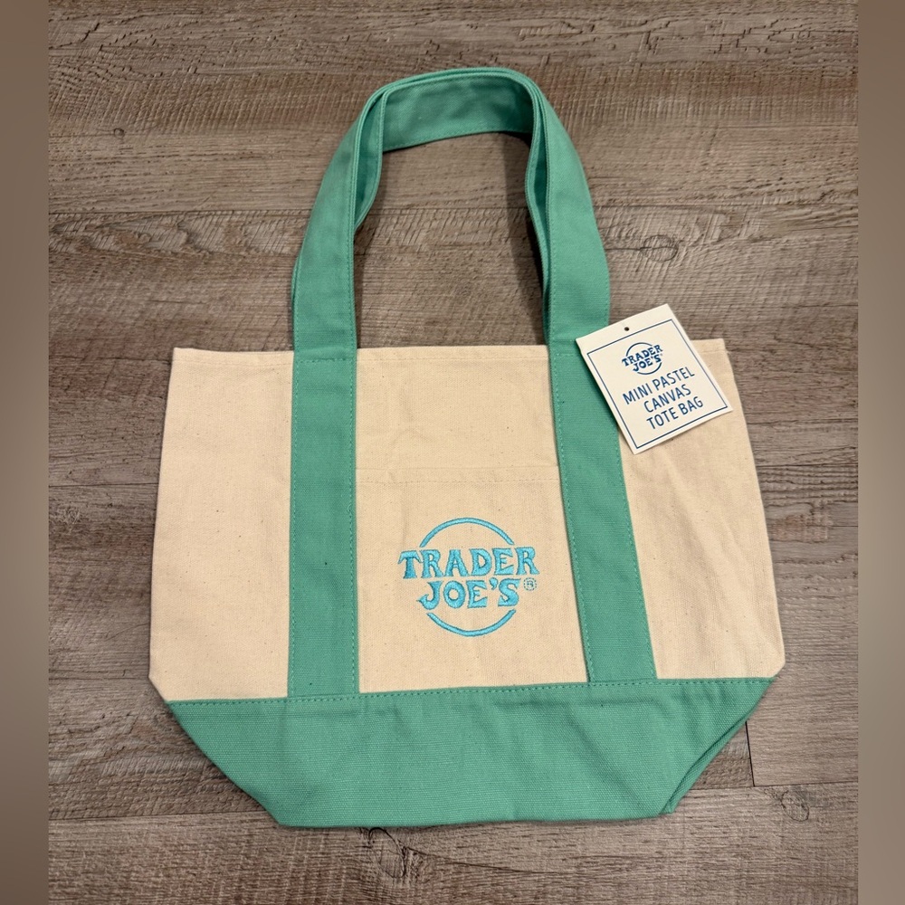 Trader Joe's Mini Tote Bag Pastel Green